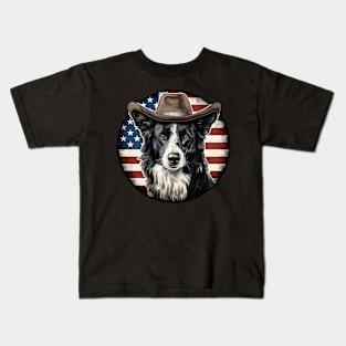 Patriotic Border Collie Kids T-Shirt